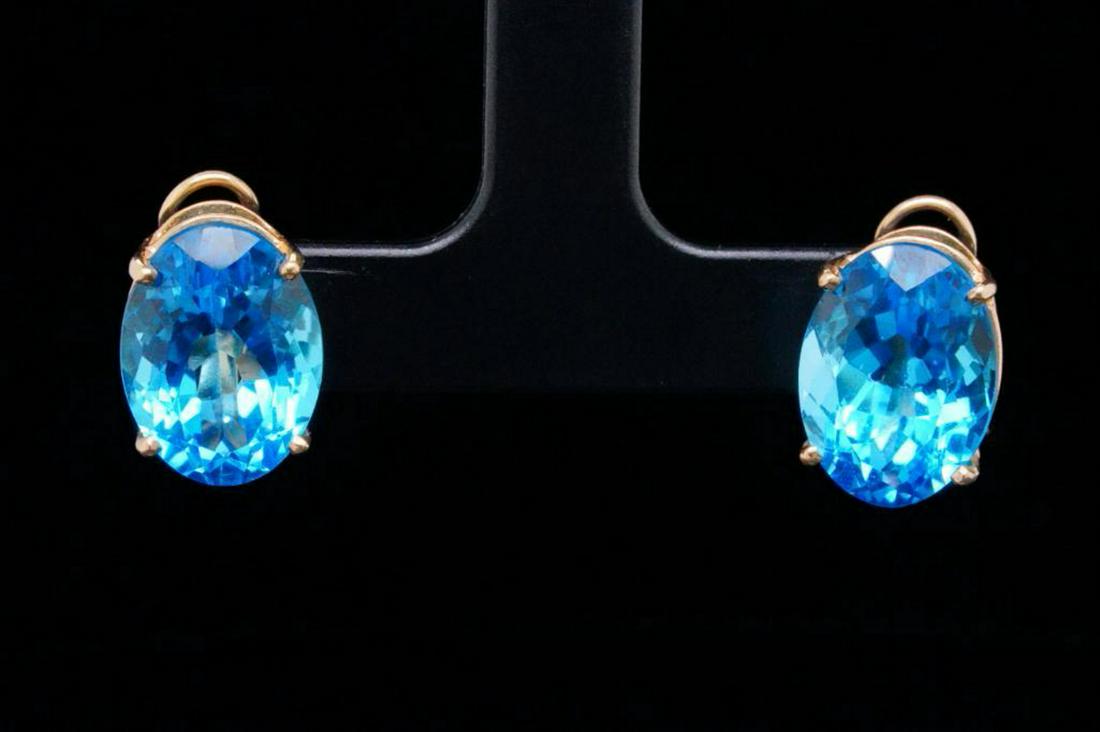 10.00ctw Blue Topaz and 14K Yellow Gold Ear Clips (1 of 4)