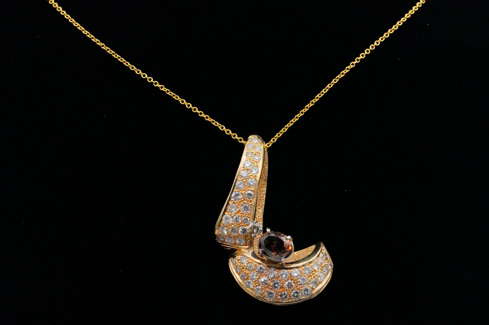 1.70ct Brown Diamond, 1.50ctw Diamond and 14K Necklace (1 of 5)