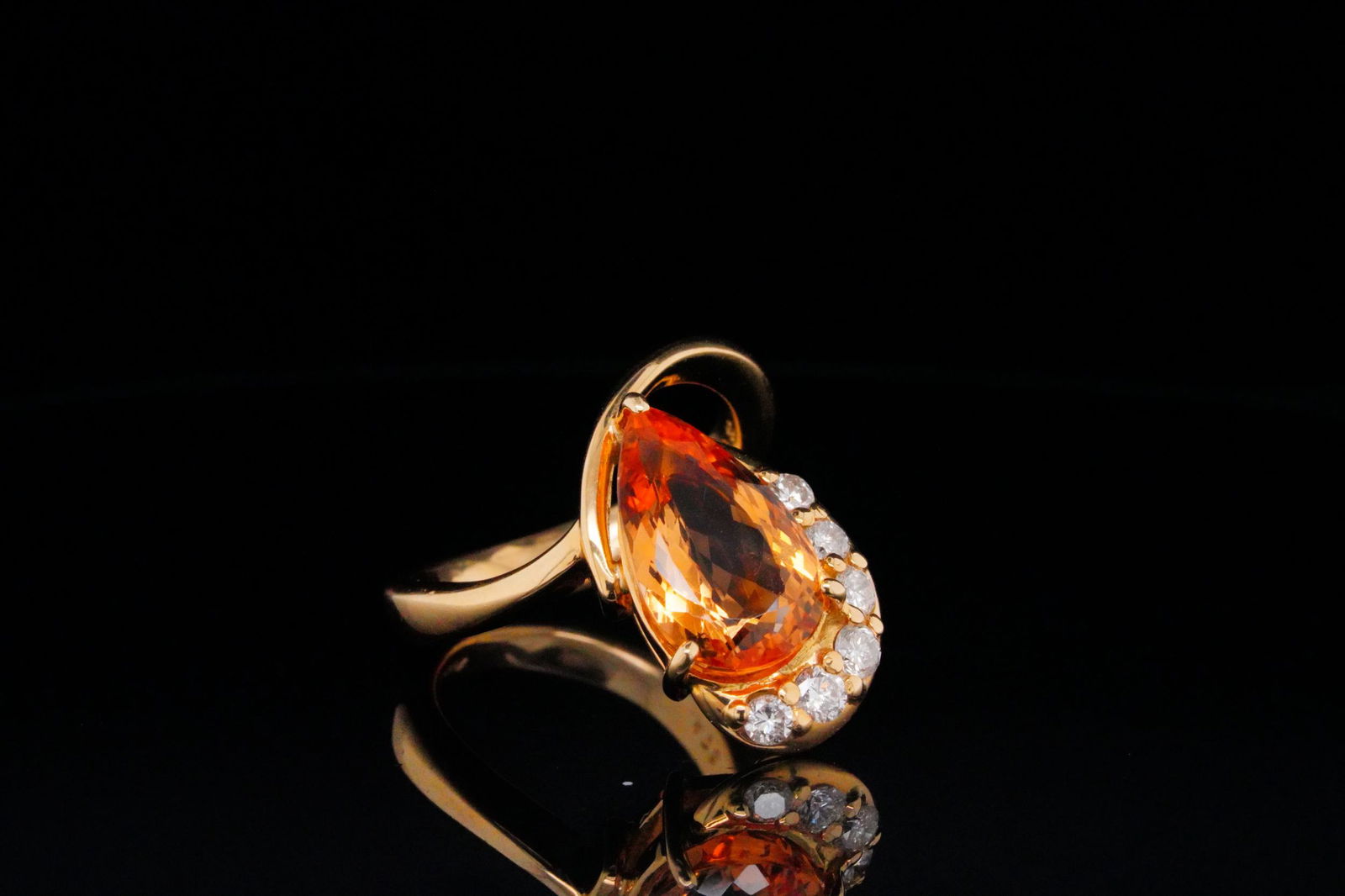 4.70ct Imperial Topaz, 0.30ctw Diamond and 18K Ring (1 of 3)