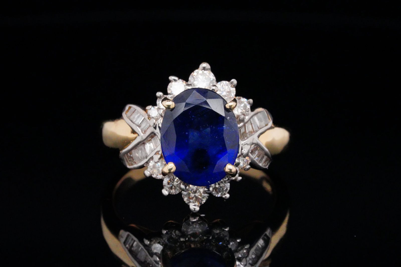 2.00ct Blue Sapphire, 0.30ctw Diamond and 14K Ring (1 of 6)