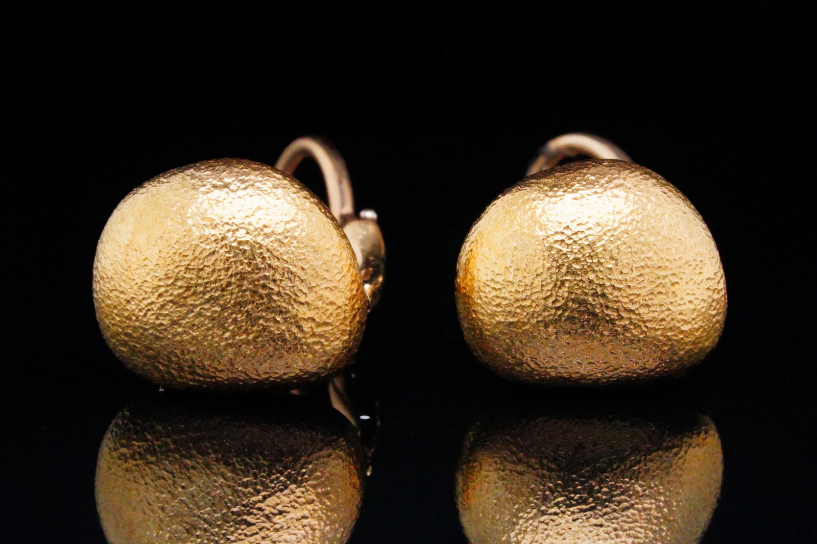 Tiffany & Co. 18K Yellow Gold Textured Button Ear Clips (1 of 4)