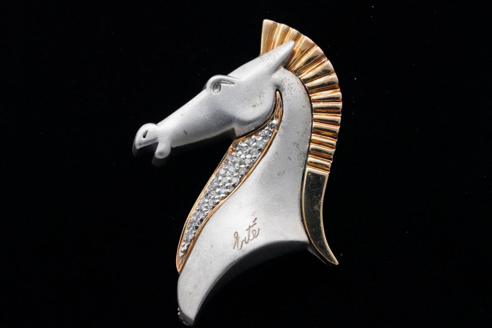 Erte "Le Cheval" Diamond & Sterling/14K Brooch #74/250 (1 of 4)