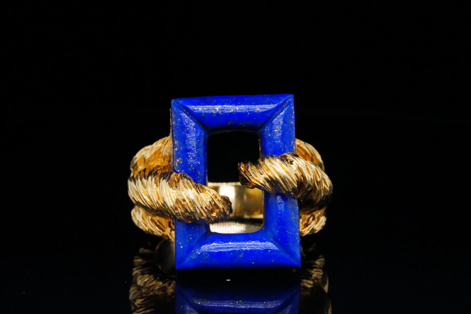 19mm Lapis and Solid 18K Yellow Gold Ring (1 of 6)