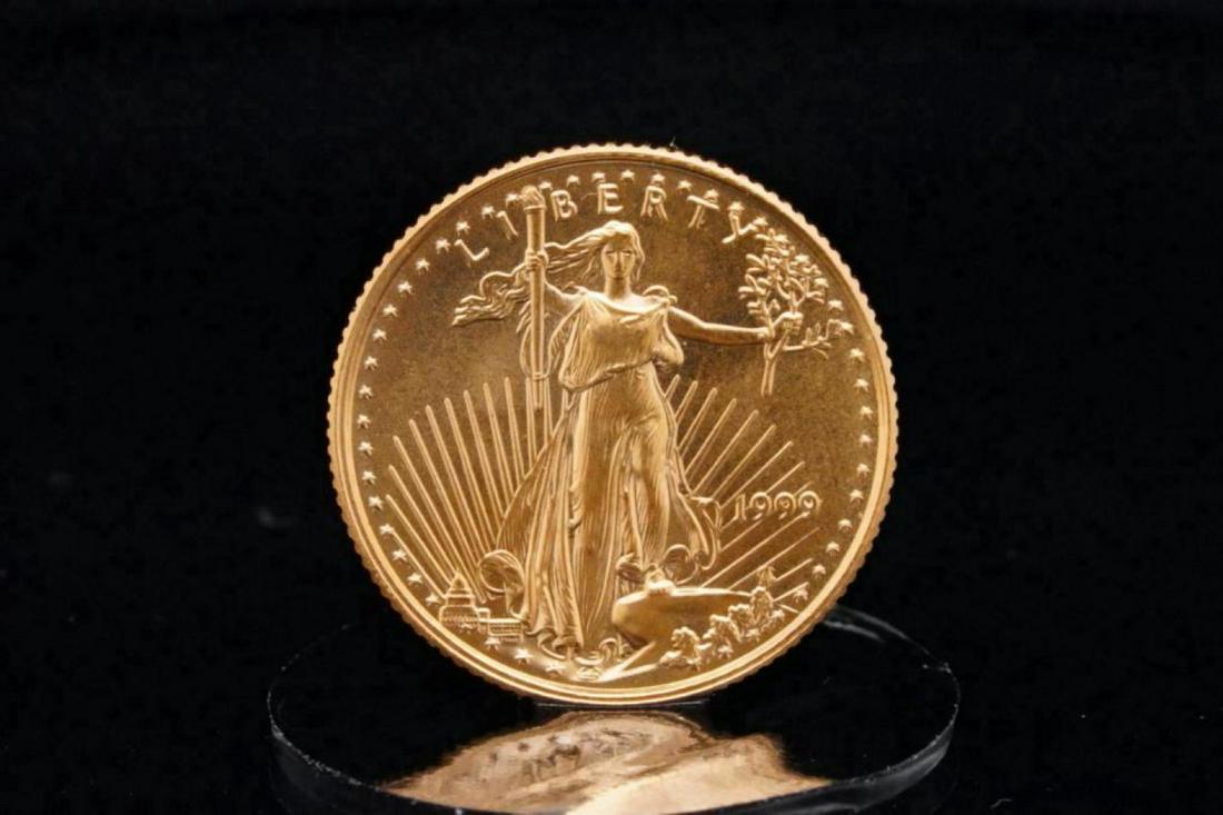 1999 American Gold Eagle 1/10 Ounce $5 Gold Coin (1 of 2)