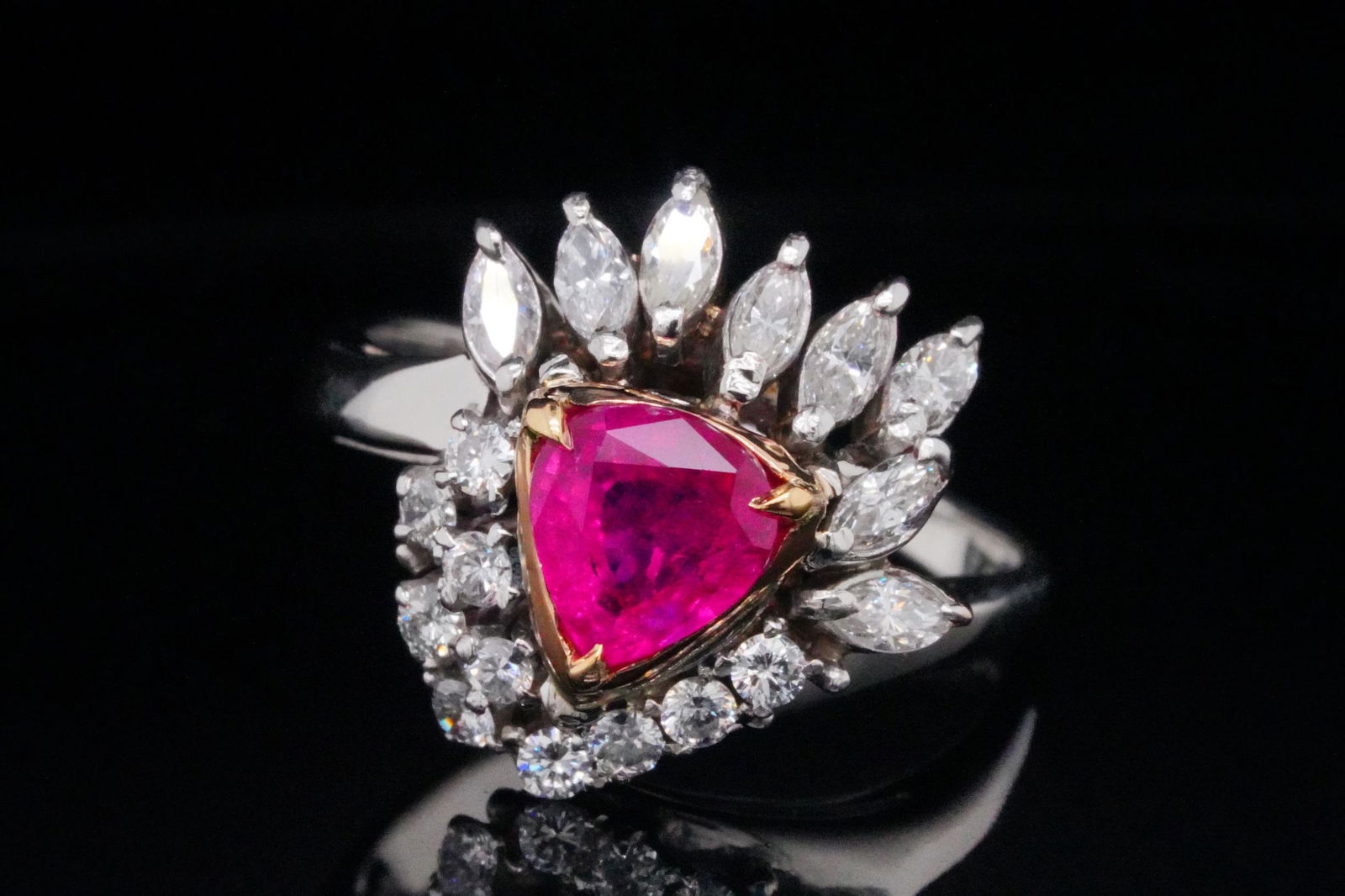 1.00ct Ruby, 0.55ctw Diamond and Platinum/18K Ring (1 of 6)