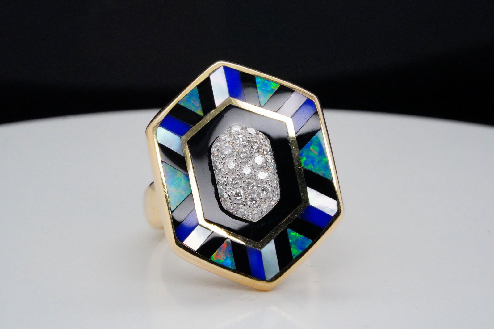Asch Grossbardt Multi-Stone Inlay, Diamond & 14K Ring (1 of 7)