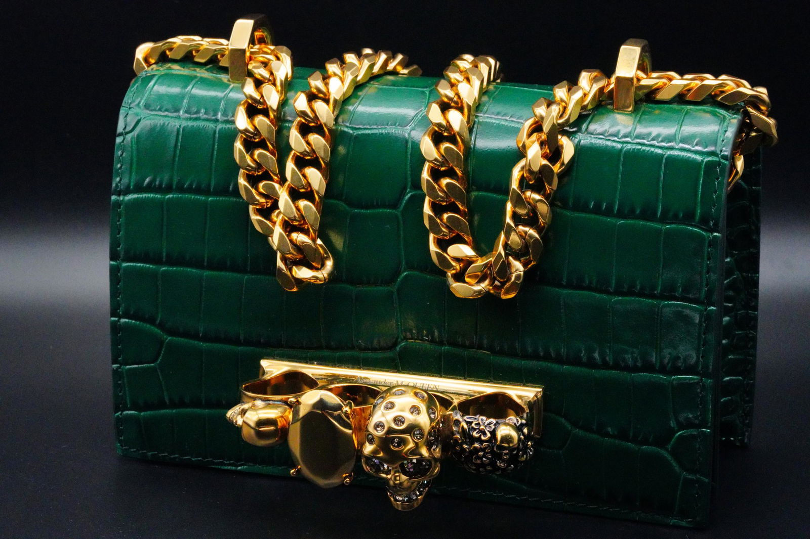 Alexander McQueen Mini Croc-Embossed Leather Satchel (1 of 9)