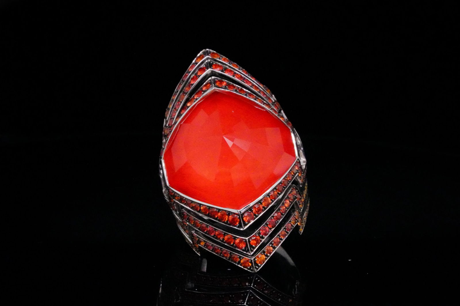 Stephen Webster Lady Stardust 1.90ctw Sapphire 18K Ring: Stephen Webster Lady Stardust 1.90ctw Multi-Color Sapphire, Pink Opal-Quartz and Solid 18K White Gold Crystal Haze Ring - This Lady Stardust ring from Stephen Webster is inspired by the legendary alte