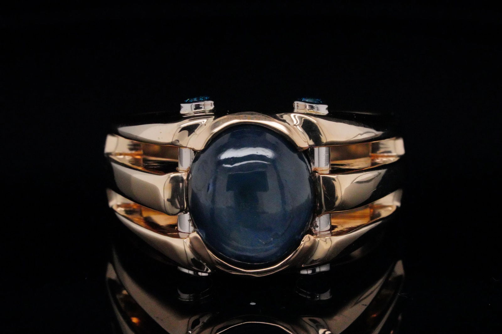 5.00ct Blue Star Sapphire & 14K Ring W/Blue Diamonds (1 of 6)