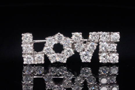 Tiffany & Co. 1970s 2.75ctw Diamond Platinum LOVE Brooch: Tiffany & Co. 1970s 2.75ctw VS1-VS2/F-G Diamond and Solid Platinum Large LOVE Brooch Attributed to Donald Claflin - GUARANTEED FREE SHIPPING WILL ARRIVE BEFORE CHRISTMAS IF PAYMENT RECEIVED WITHIN 48