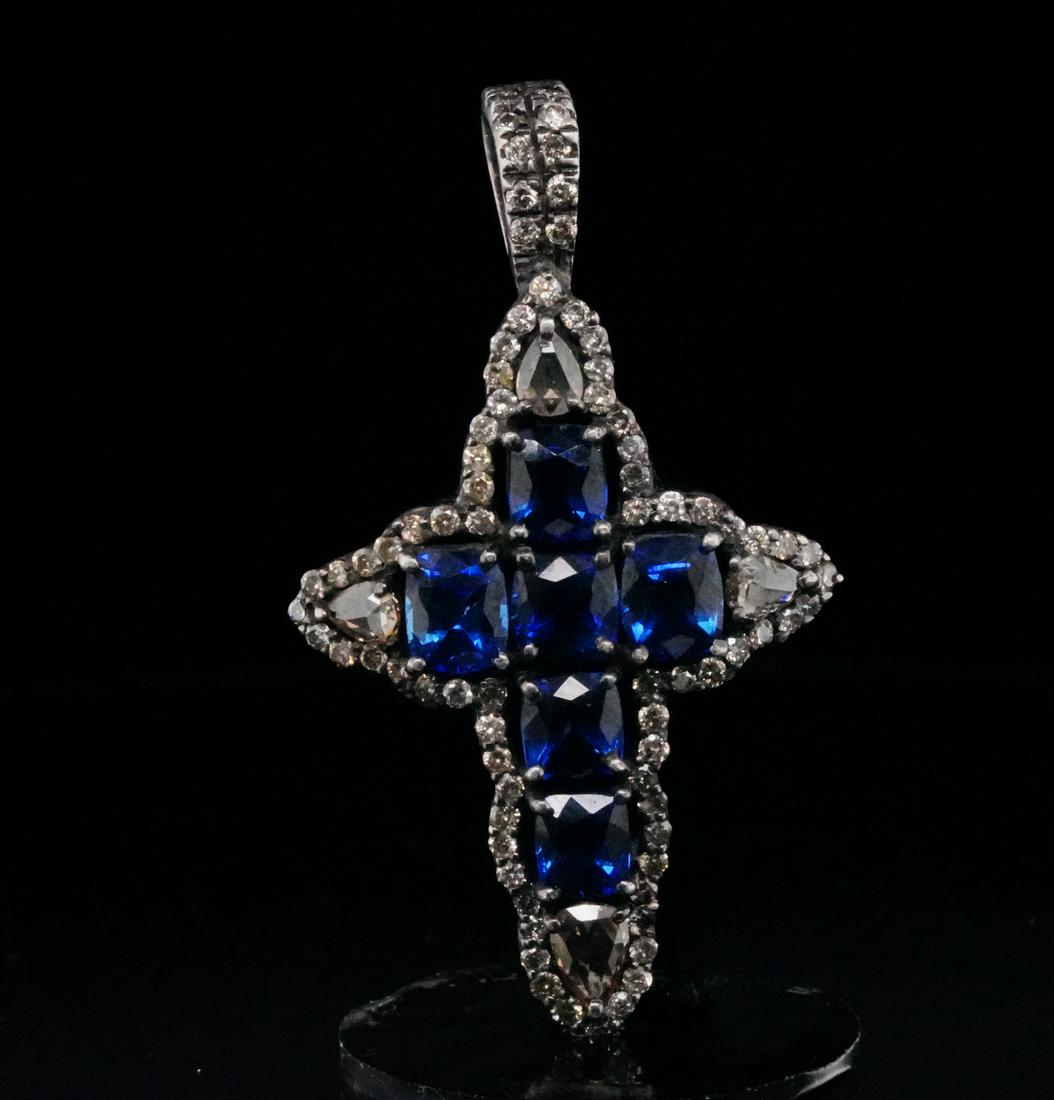 2.75ctw Blue Sapphire & Diamond Sterling Pendant (1 of 4)