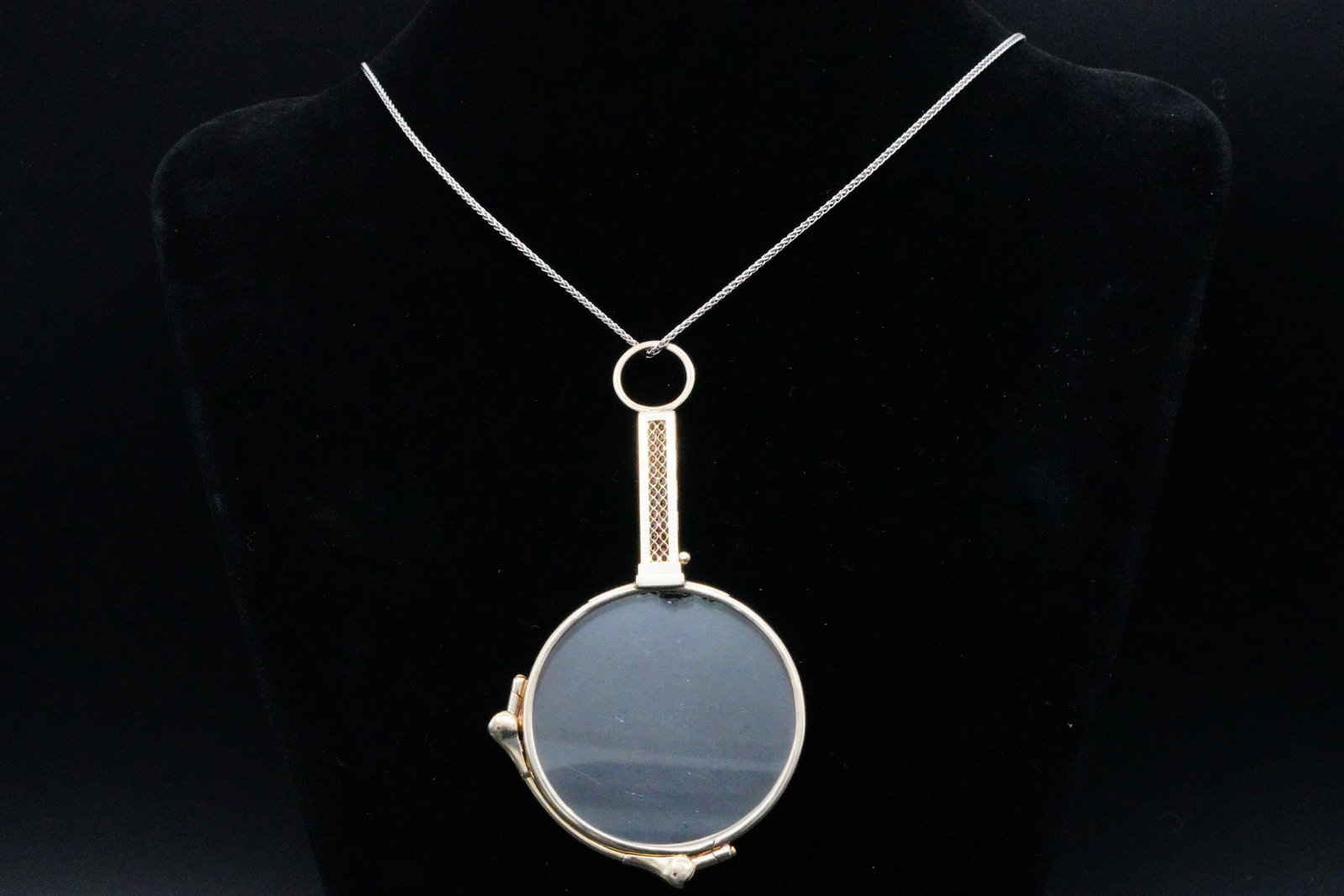 Victorian 14K White Gold Lorgnette on 17" Chain (1 of 6)