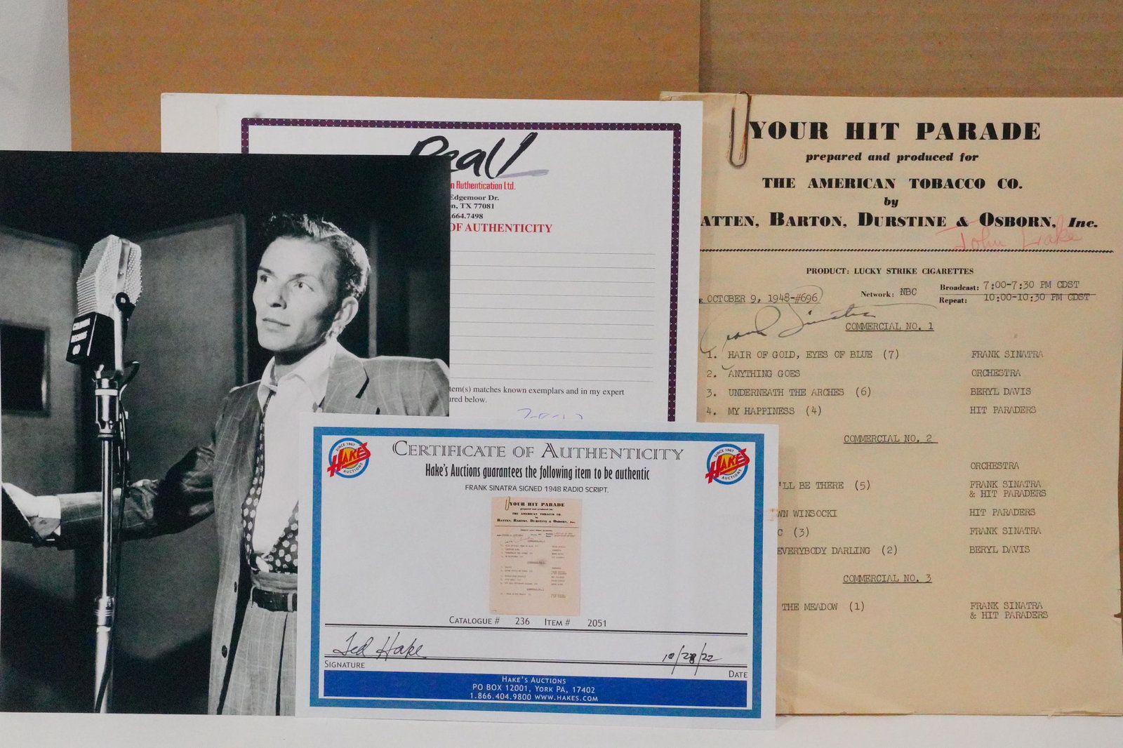 Frank Sinatra Signed 1948 "Your Hit Parade" Script (1 of 3)