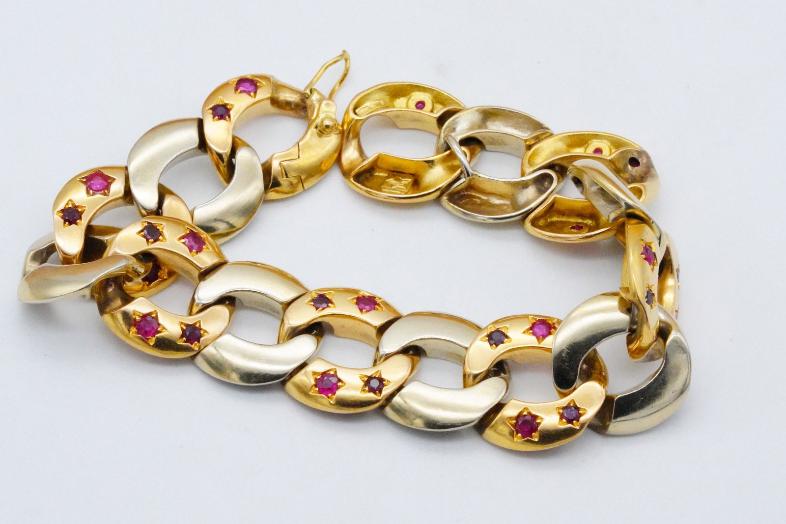 Italian 2.15ctw Ruby and 18K Yellow/White Gold Bracelet (1 of 3)