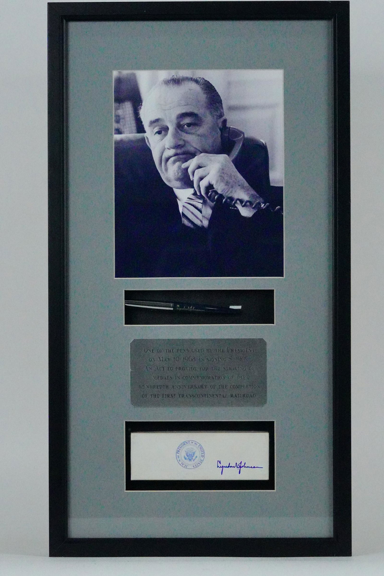 Lyndon Johnson Pen Used for 1968 Signing, Framed (1 of 6)