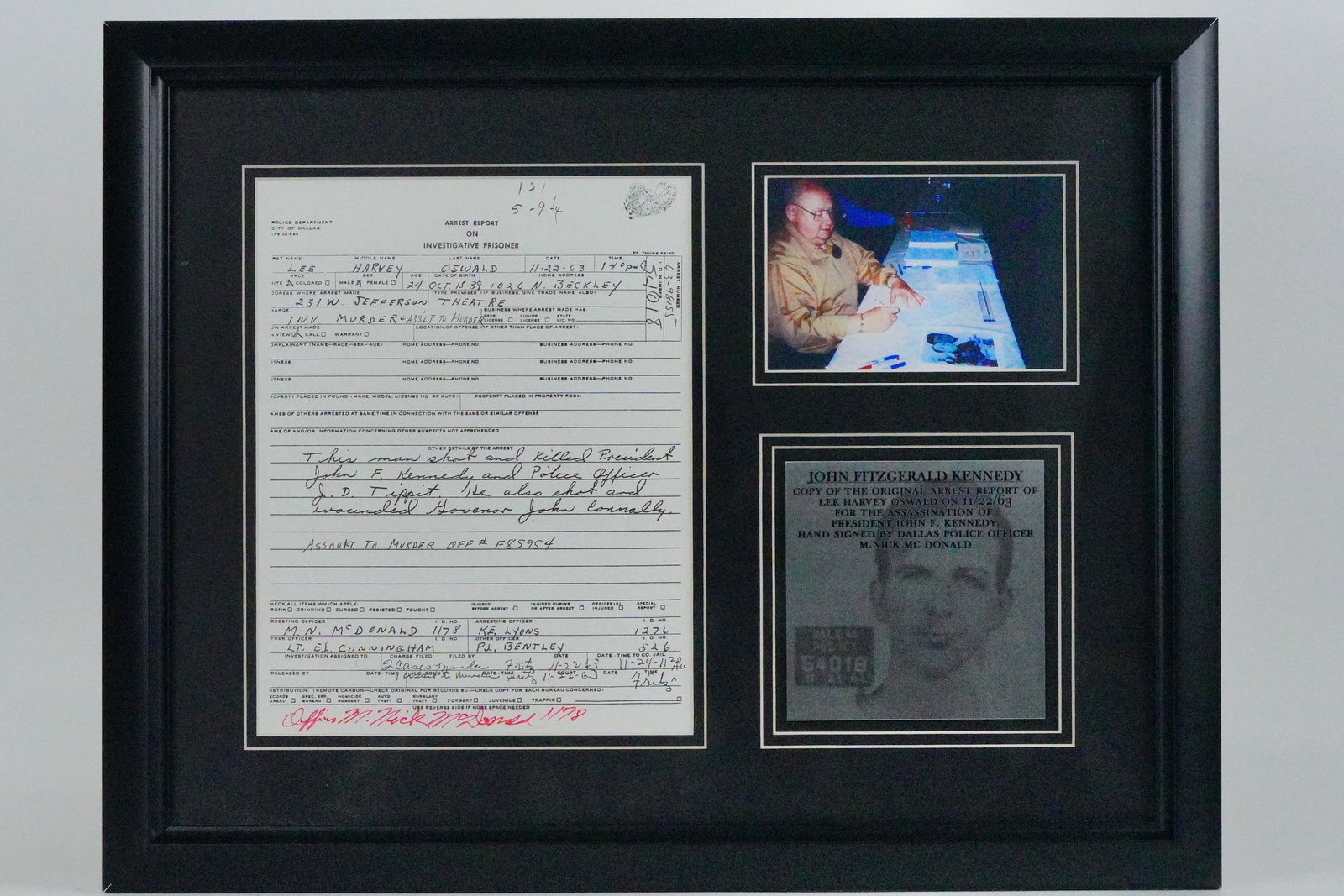 Officer-Signed JFK Assassination Arrest Report (1 of 6)