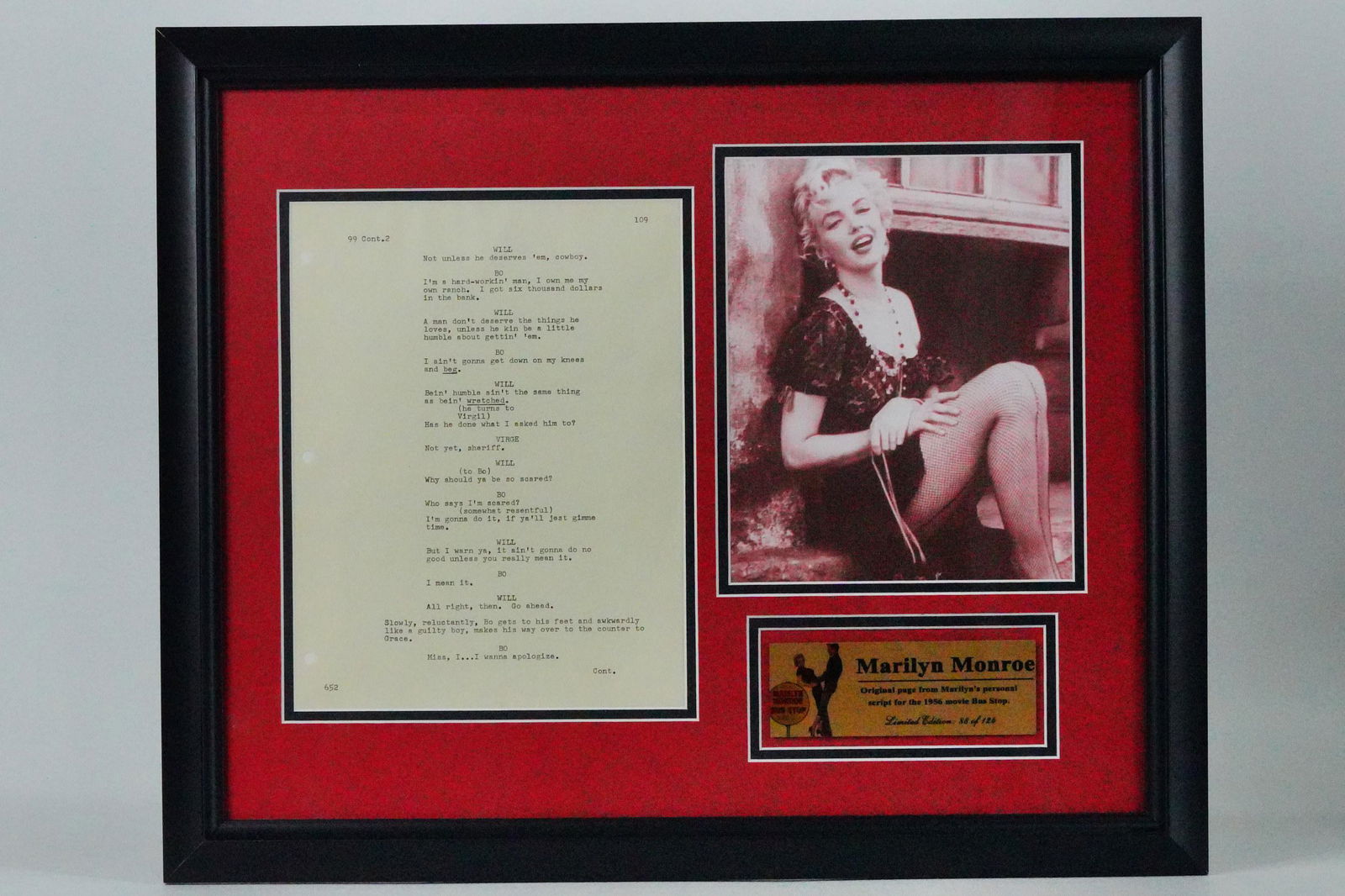 Page from Marilyn Monroe's Bus Stop Script (1 of 5)