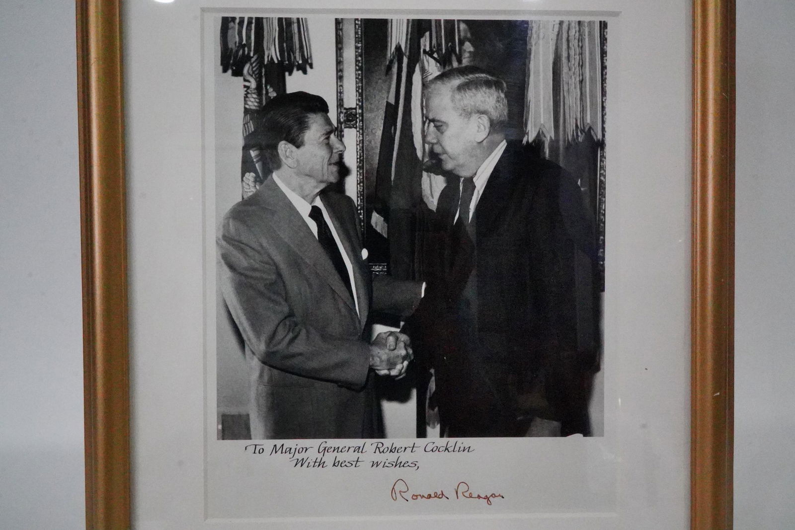 Signed Portrait of Ronald Reagan Shaking Hands (1 of 3)