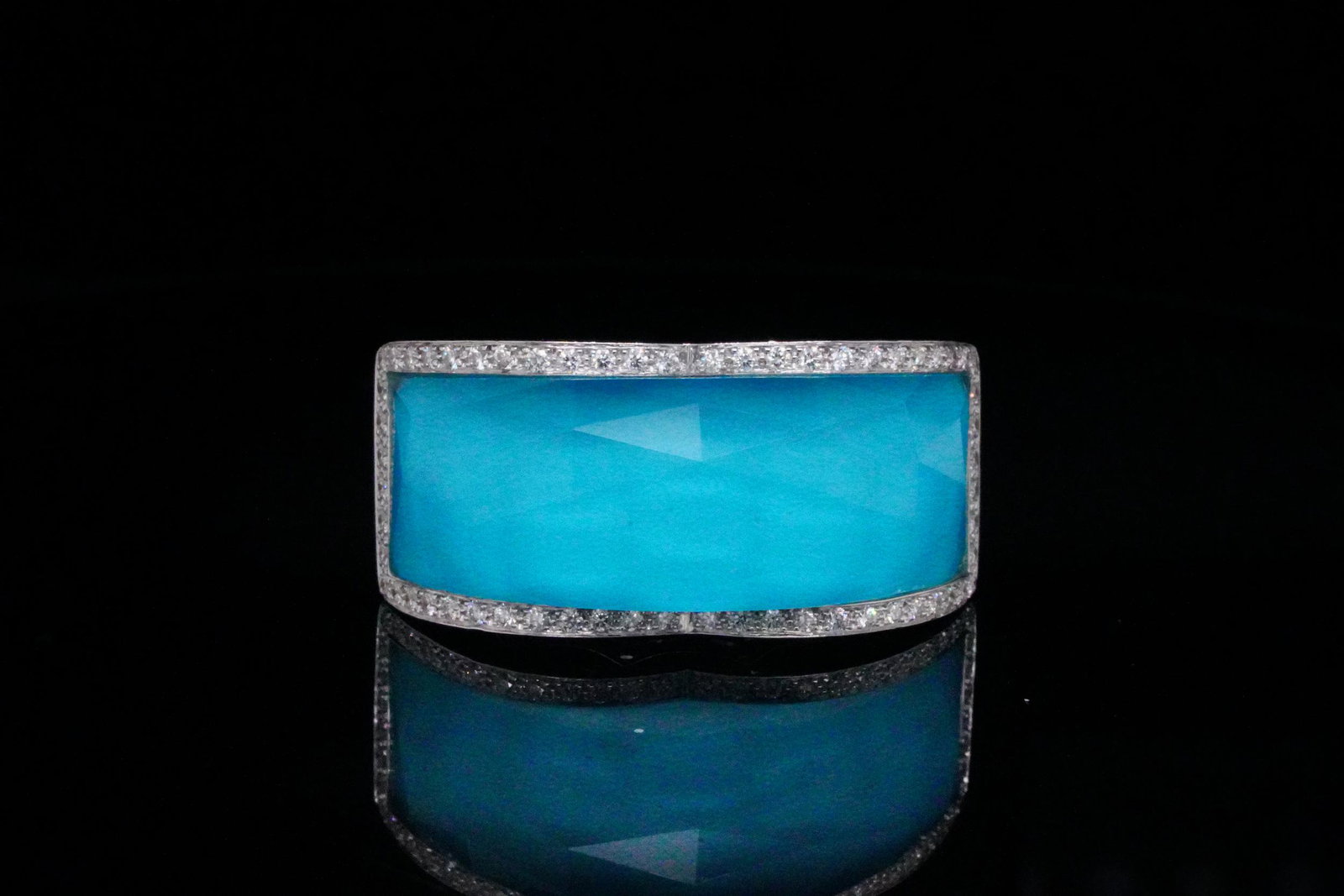 Stephen Webster Diamond, 18K, Turquoise & Quartz Ring: Stephen Webster Crystal Haze Diamond Accented Solid 18K White Gold, Turquoise and Quartz Ring - This sunning ring was made by world renowned British jeweler Stephen Webster, and made its debut as part