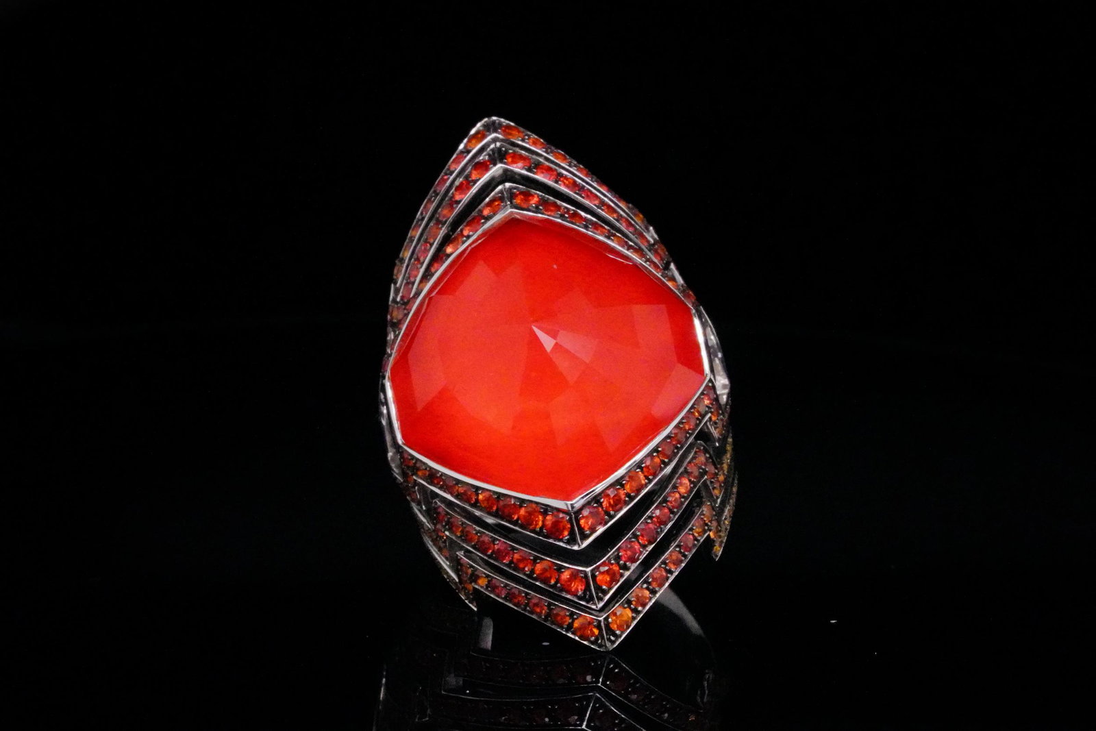 Stephen Webster Lady Stardust 1.90ctw Sapphire 18K Ring: Stephen Webster Lady Stardust 1.90ctw Multi-Color Sapphire, Pink Opal-Quartz and Solid 18K White Gold Crystal Haze Ring - This Lady Stardust ring from Stephen Webster is inspired by the legendary alte