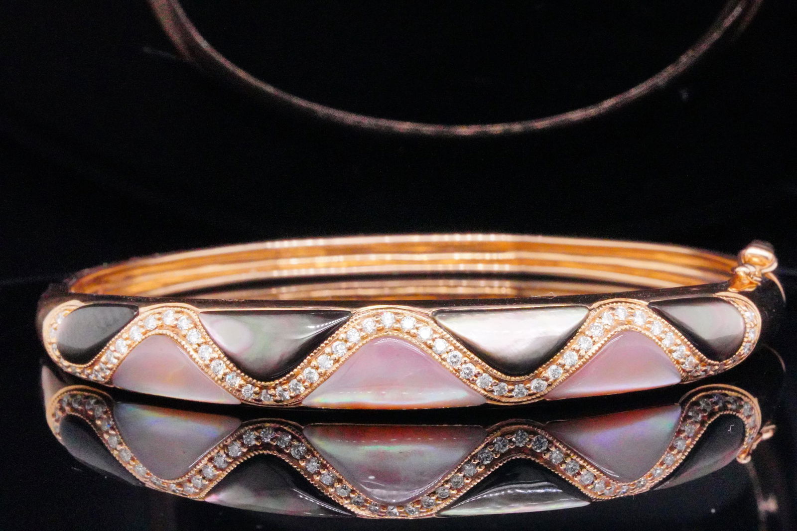 Kabana 0.40ctw Diamond, Mother of Pearl and 14K Bangle (1 of 8)