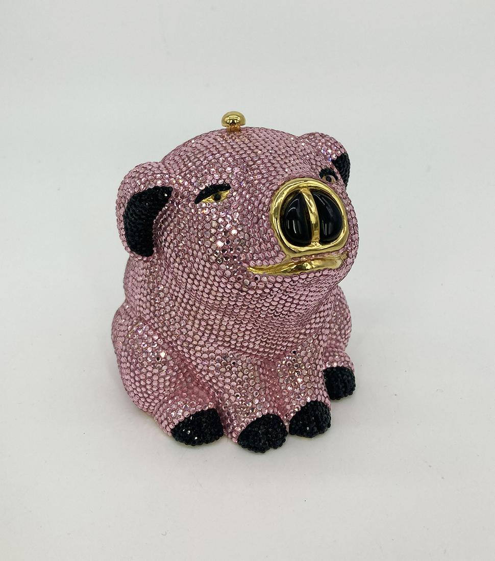 Maialino In Vetro Trasparente E Rosa – Ornamento Da Collezione CGB Giftware, 3,5 Cm - 3