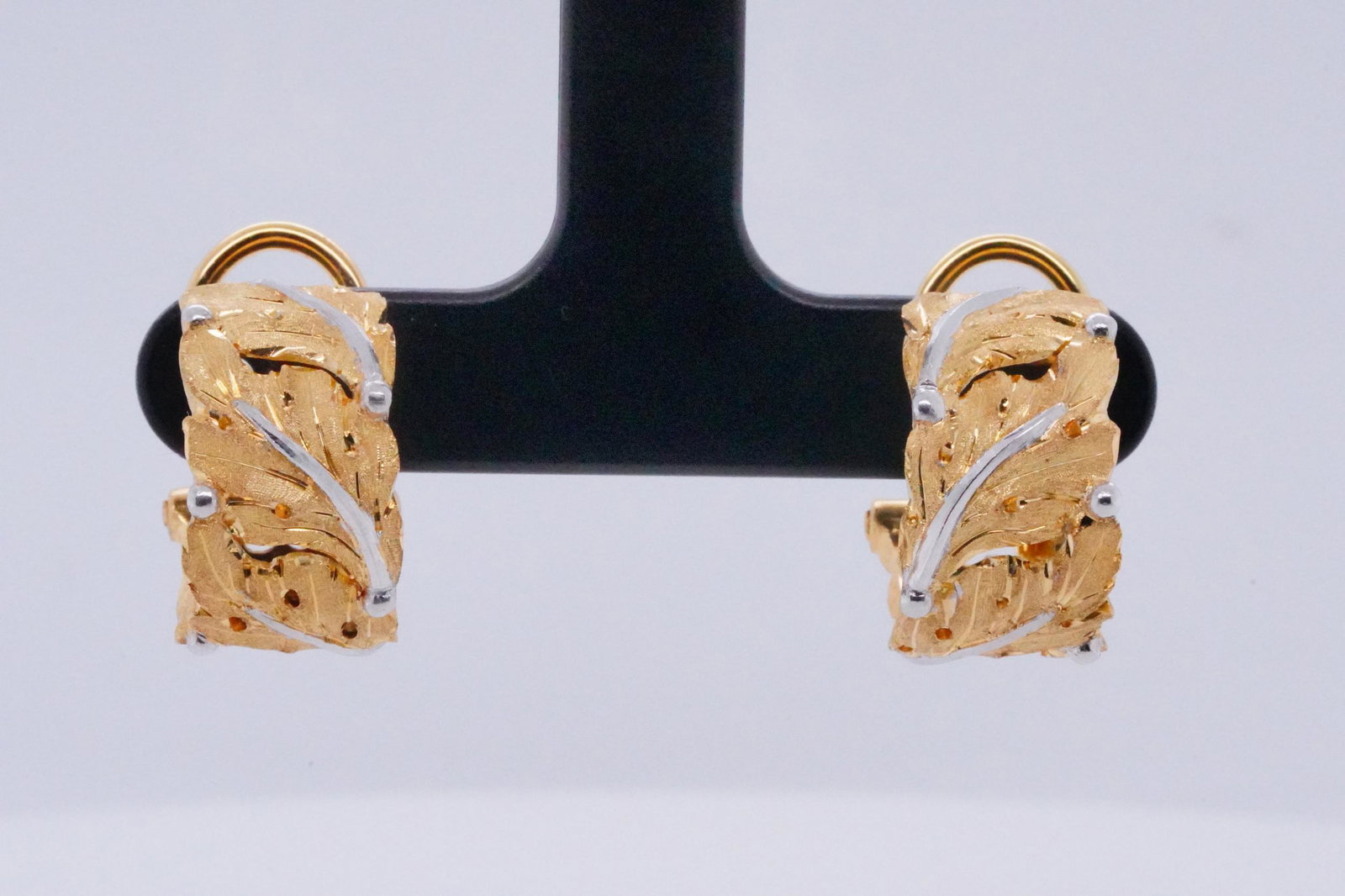 Buccellati 18K Yellow and White Gold Leaf Ear Clips (1 of 5)
