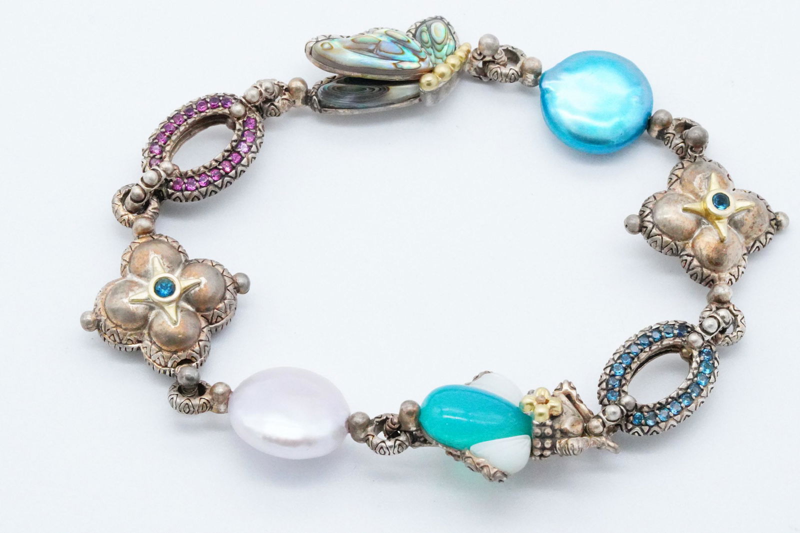 Barbara Bixby Sterling, Multi-Gemstone and 18K Bracelet (1 of 3)