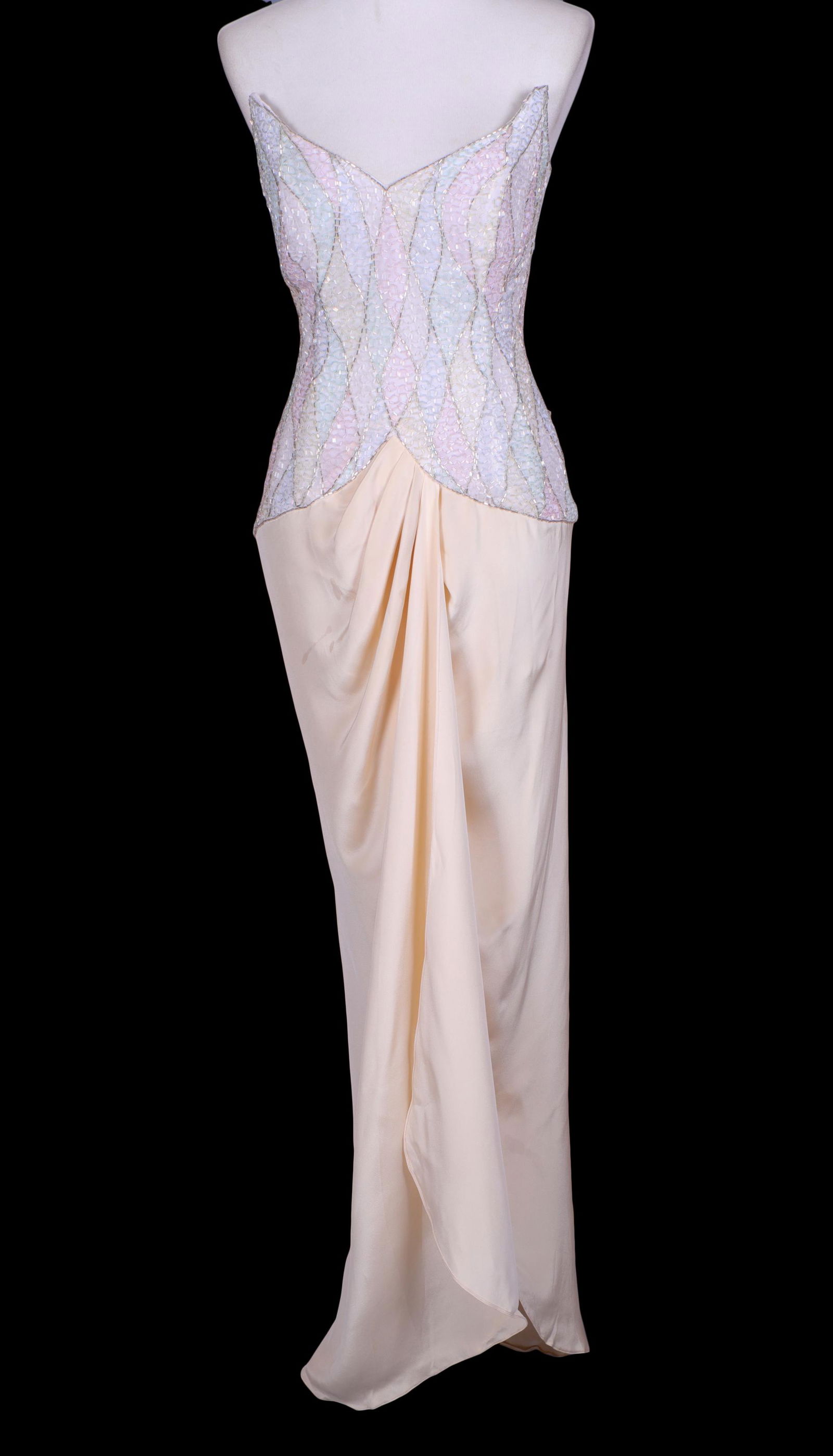 Jeran Designs Chiffon and Silk "Pastel Harlequin" Gown (1 of 7)