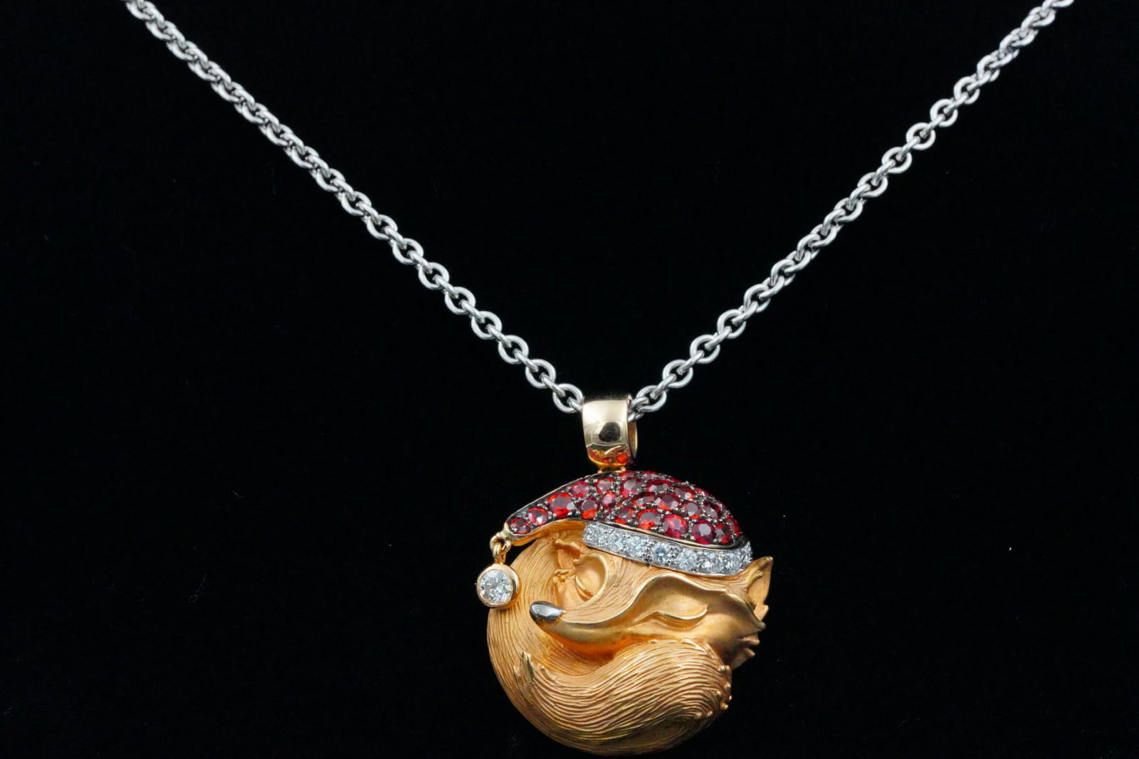 Magerit 1.10ctw Red Sapphire, Diamond & 18K Necklace (1 of 6)