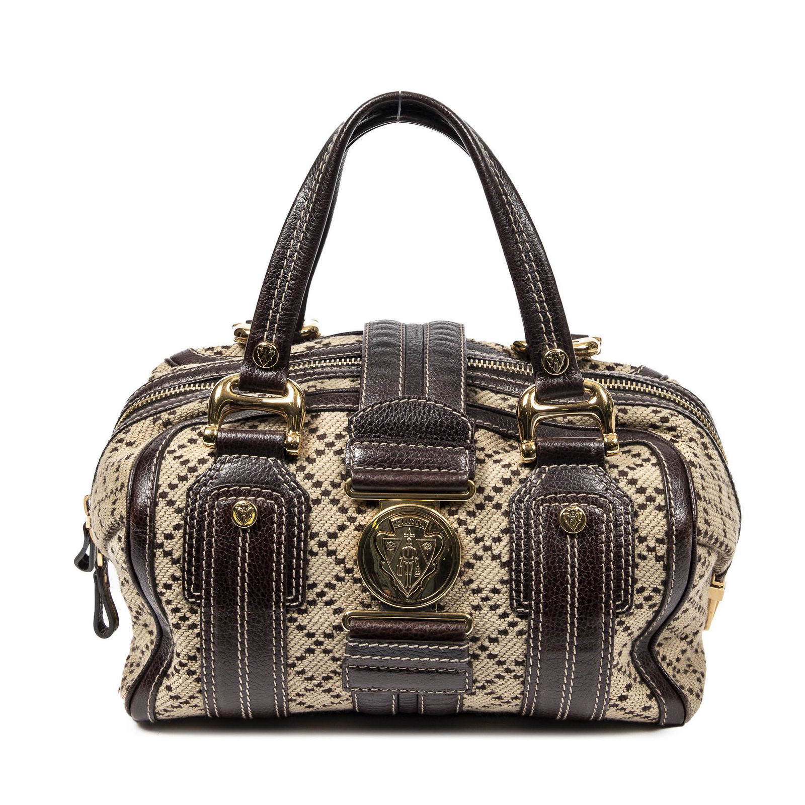 Gucci Diamante Tweed Canvas Aviatrix Boston Satchel (1 of 7)