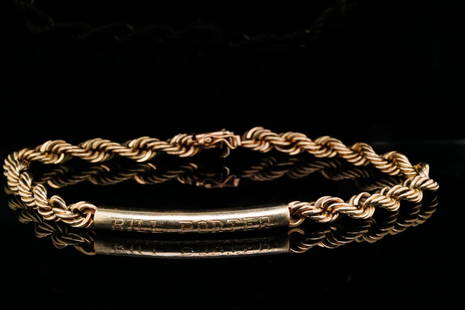 Elvis Presley 14K ID Bracelet Gifted to Billy Porter: Elvis Presley Solid 14K Yellow Gold ID Bracelet Gifted to Billy Porter W/LOA and Letter of Recollection From Priscilla Presley - This solid 14k yellow gold tubular rope chain bracelet was given by Elv