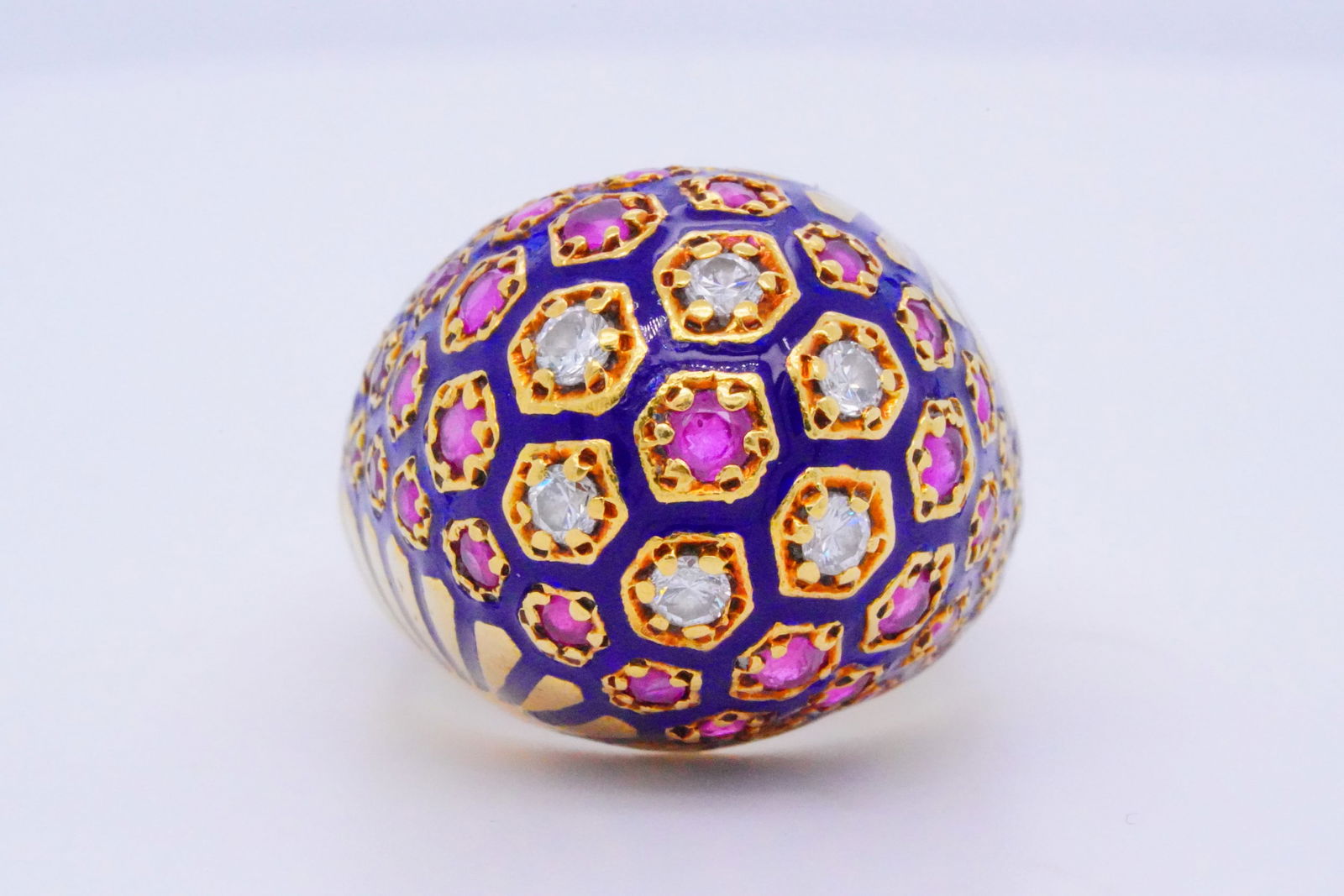 1.00ctw Ruby and Diamond, 18K and Enamel Ring (1 of 6)