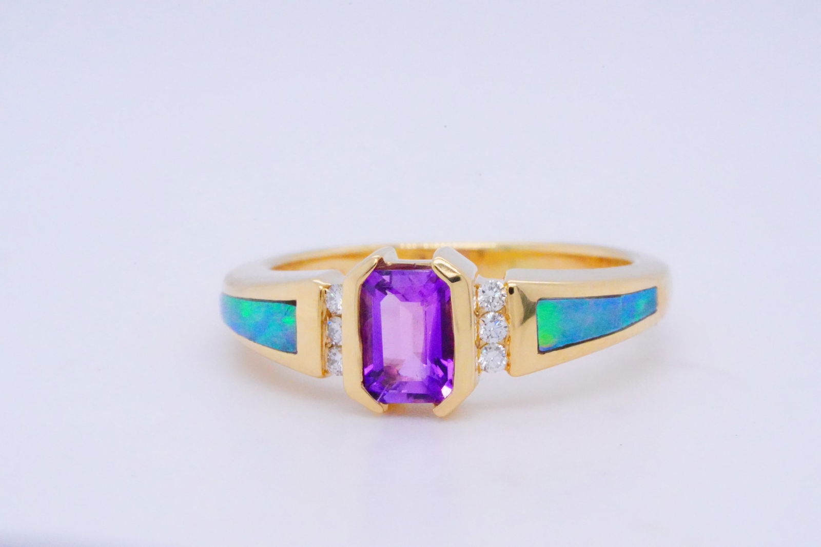 Kabana 0.40ct Amethyst, Opal and 18K Ring W/Diamonds (1 of 6)