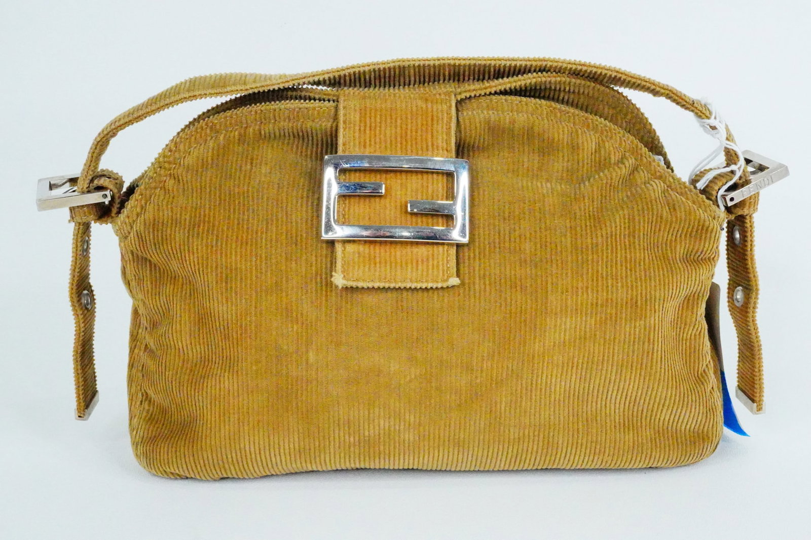 Fendi Beige Corduroy Baguette Shoulder Bag (1 of 7)
