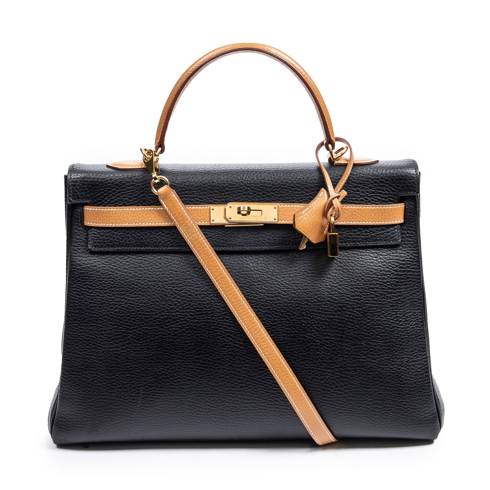 Hermes Black and Gold Kelly Retourne Bi-Color 35 (1 of 12)