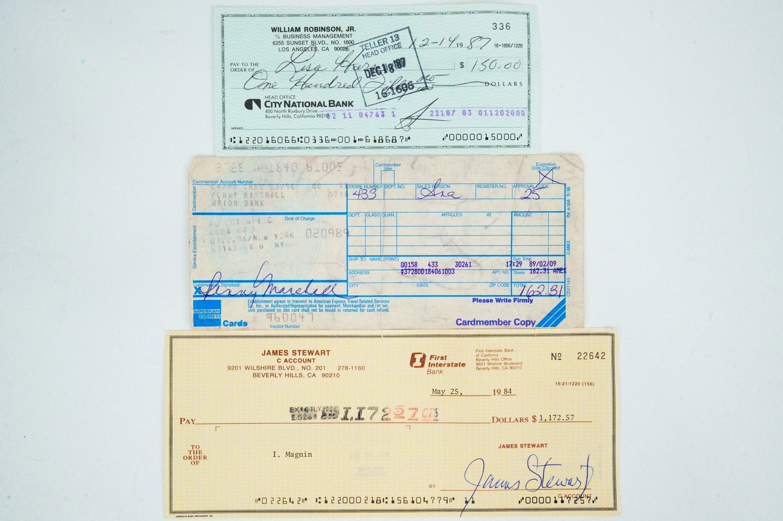 Lot of (3) 1980s Celebrity Signed Checks (1 of 5)