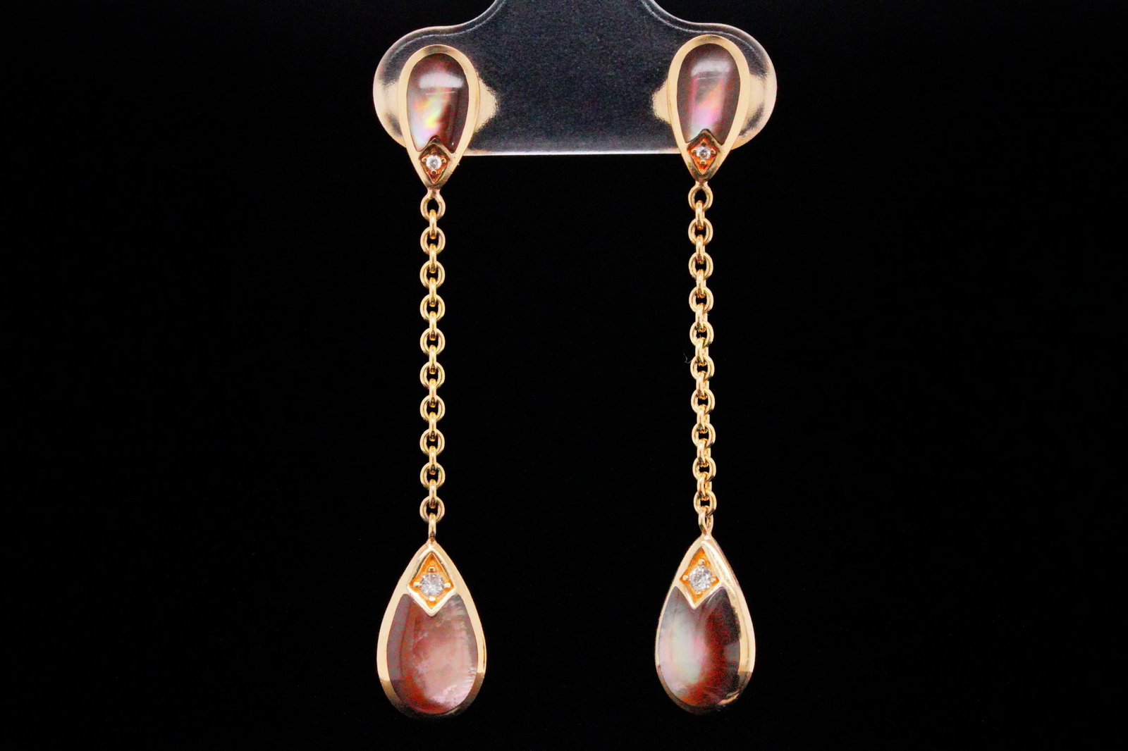 Kabana Mother of Pearl and 14K Earrings W/Diamonds (1 of 5)