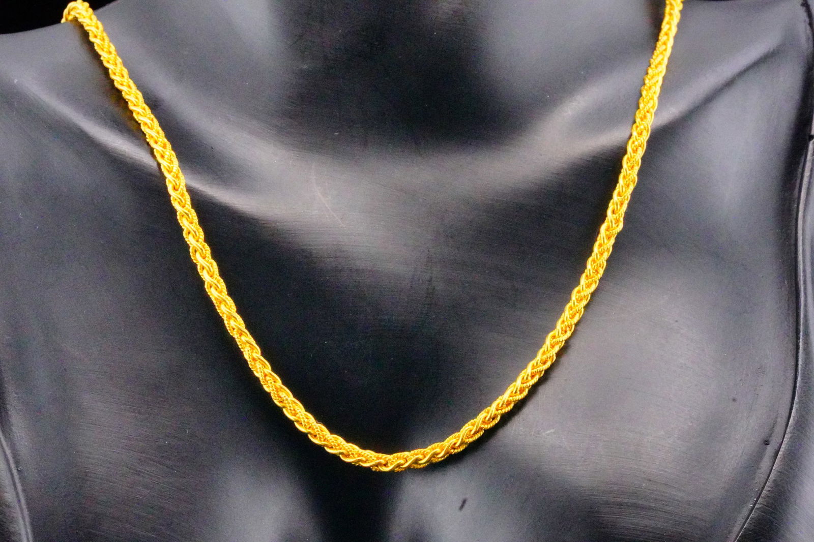 Solid 24K Yellow Gold 25" Wheat Chain Necklace (1 of 5)