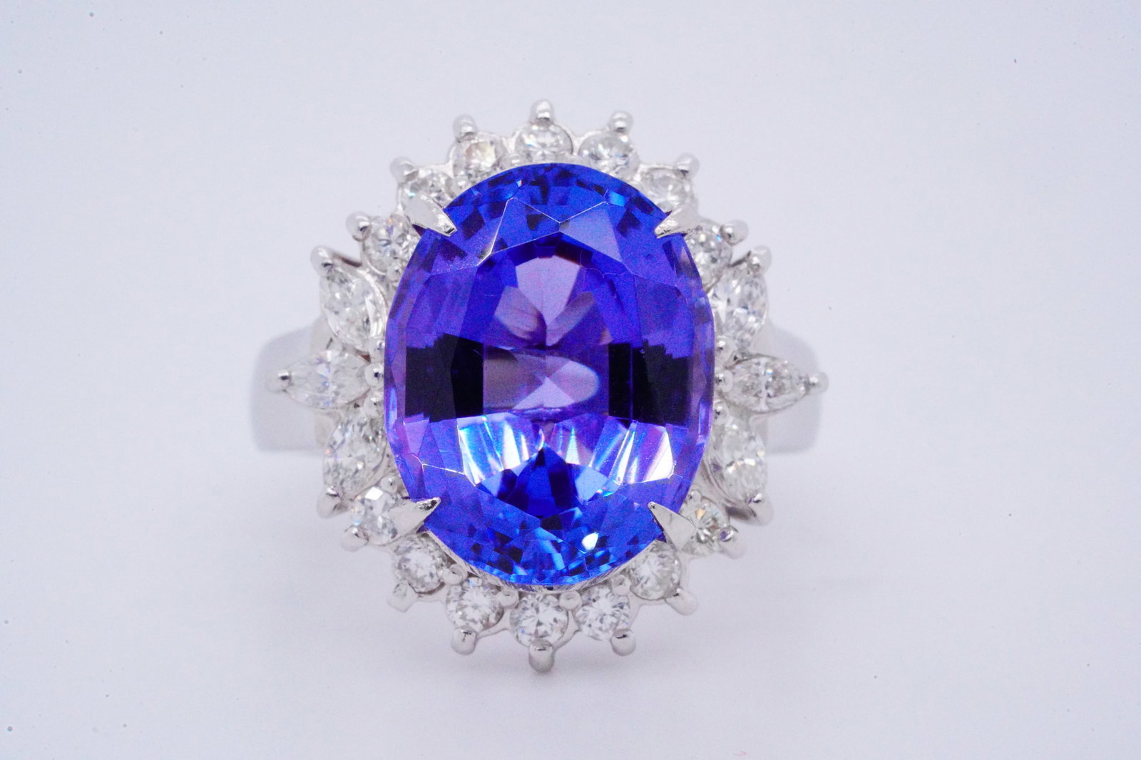 8.75ct Tanzanite, 0.95ctw Diamond and Platinum Ring (1 of 7)
