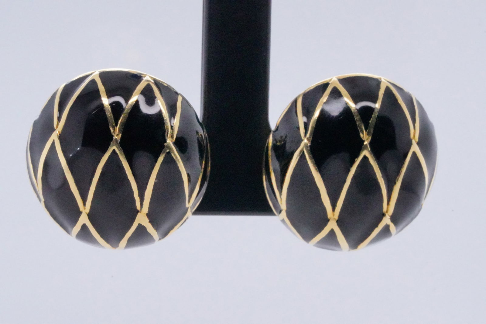 David Webb Solid 18K Yellow Gold and Enamel Ear Clips (1 of 6)