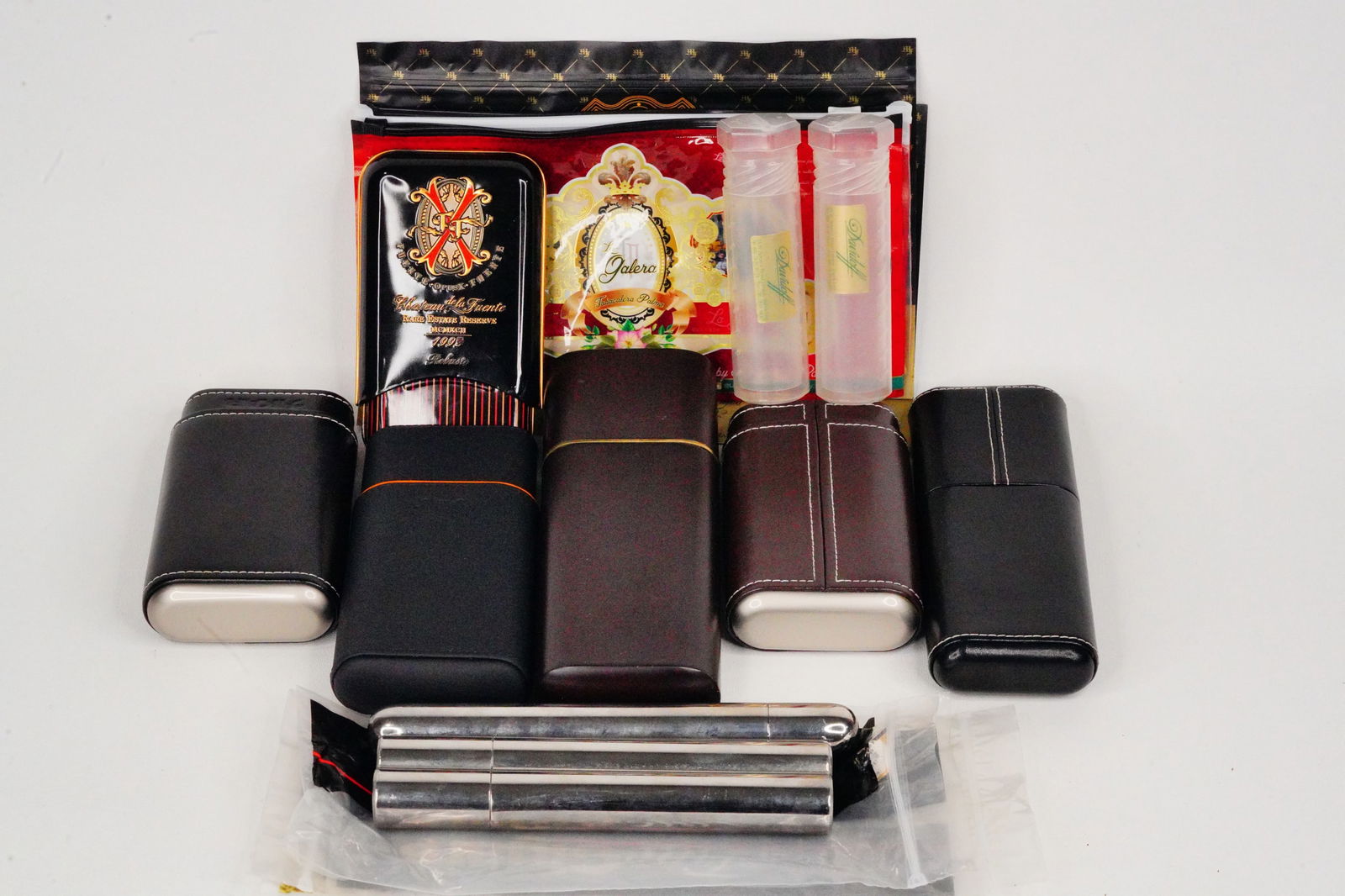 Richard Roundtree Lot of (10) Cigar Cases and Bags: Richard Roundtree Lot of (10) Personally Owned Cigar Cases and Bags - This lot includes (10) various cigar cases and bags owned by the late actor Richard Roundtree. The lot includes (2) Davidoff plast