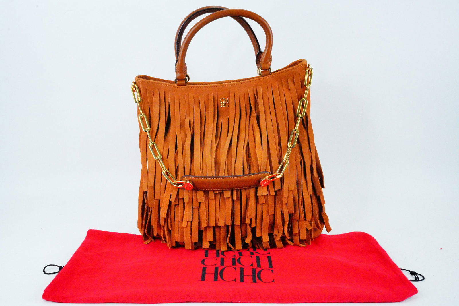 Carolina Herrera Brown Suede Gaspar Tote W/Dust Cover (1 of 12)