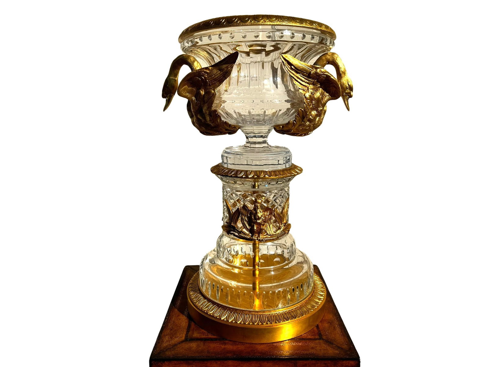 Baccarat Style Cut Crystal and Gilt Brass Urn Vase (1 of 6)