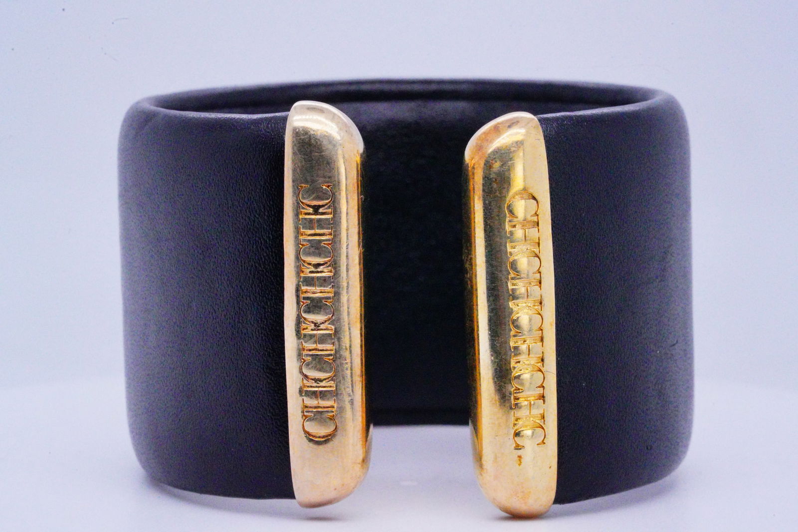 Carolina Herrera Black Leather Cuff Bracelet (1 of 7)