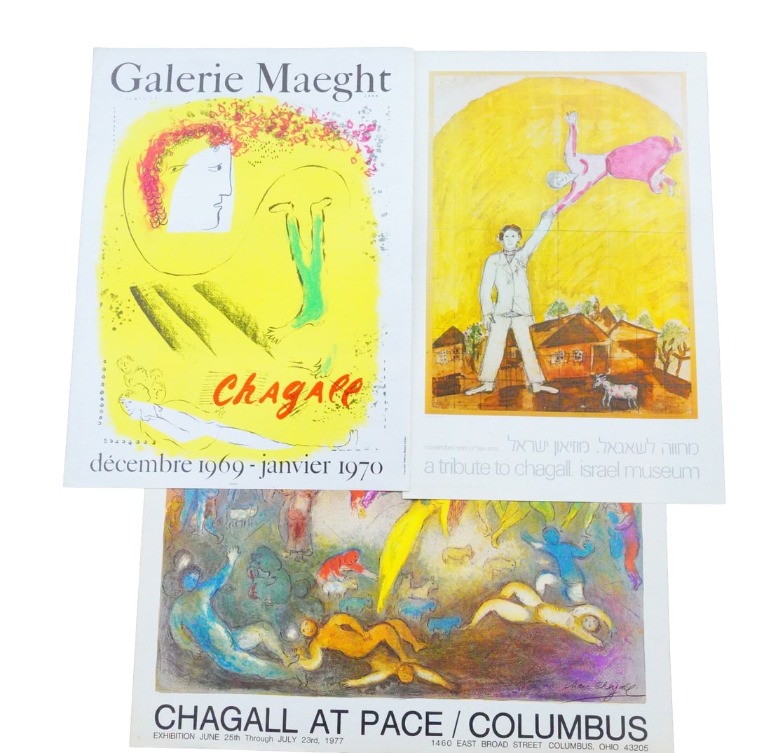 Marc Chagall Lot of (3) Vintage Gallery Exhibition Posters (1 of 5)