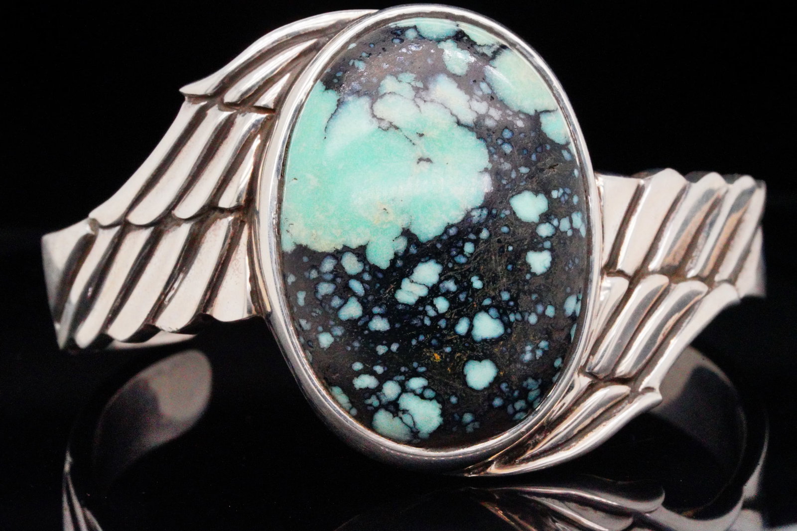 King Baby 37mm Spotted Turquoise and Sterling Cuff (1 of 6)