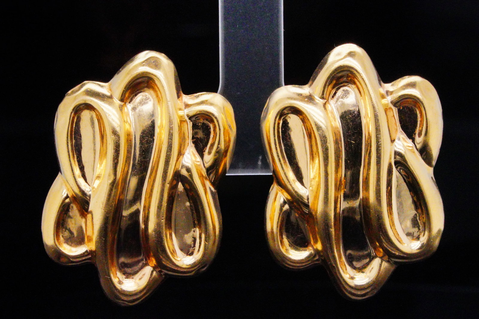 Bibi Hilton's 14K Yellow Gold 1.25" Ear Clips: Bibi Hilton's 14K Yellow Gold 1.25" Vintage Ear Clips (From the Estate of Mrs. Bibi Hilton) - These lovely earrings were owned and worn by Mrs. Bibi Hilton while traveling the globe working alongside 