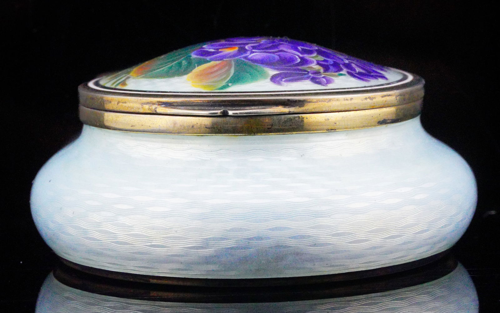 Vintage 84 Silver and Guilloche Enamel Powder Box (1 of 9)