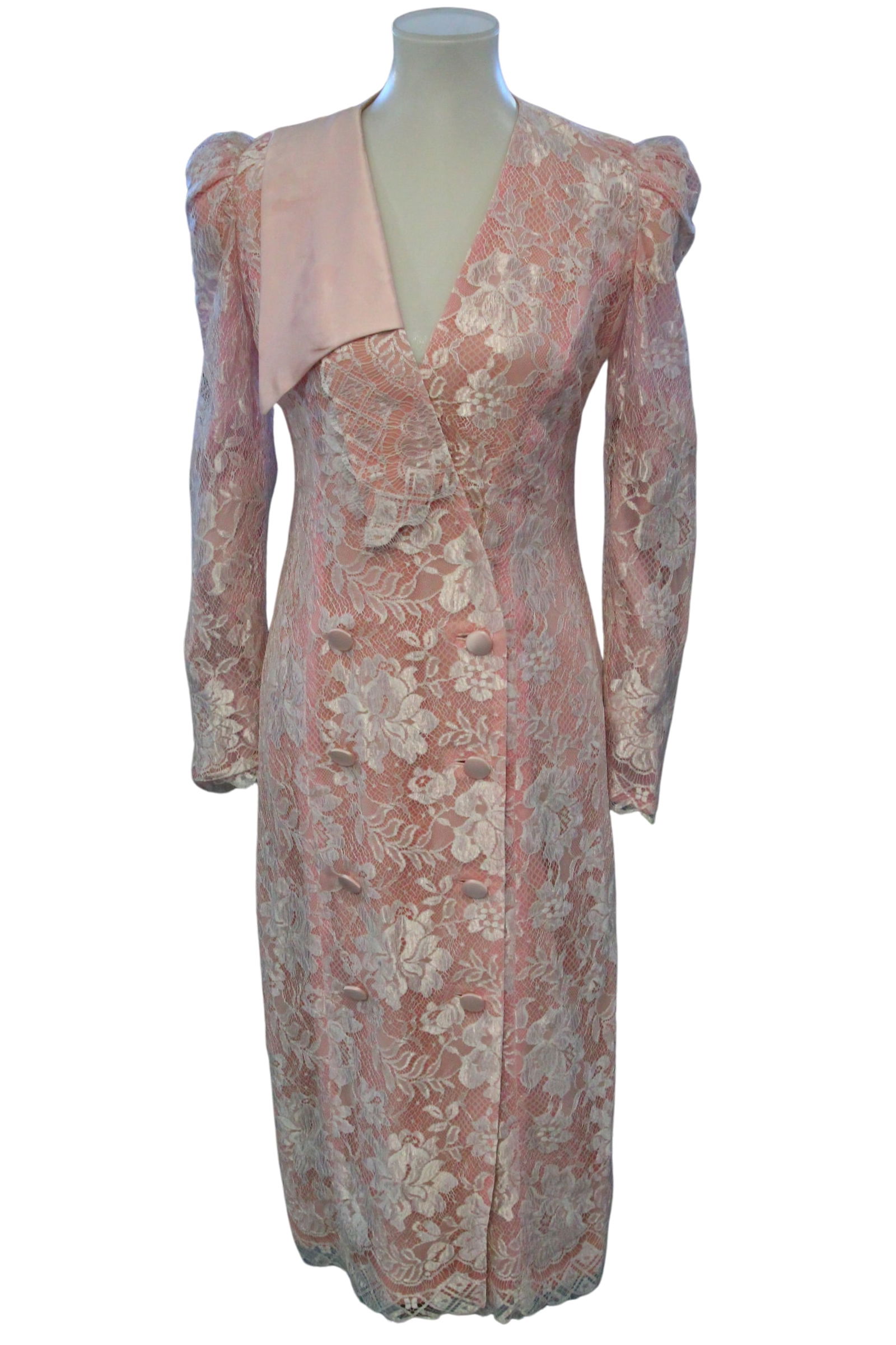 Jeran Designs Pink Cocktail Dress W/White Lace Overlay (1 of 4)